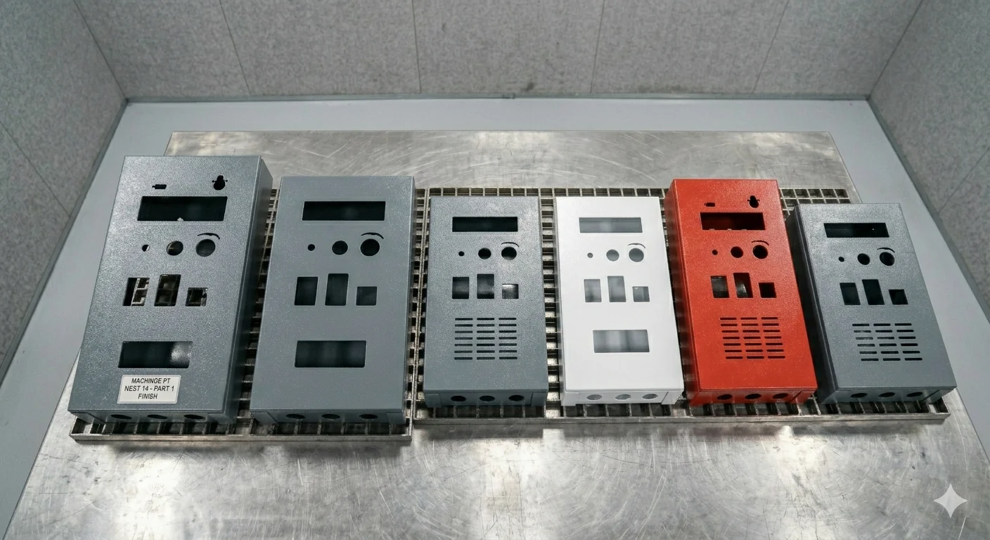 Powder coated sheet metal parts